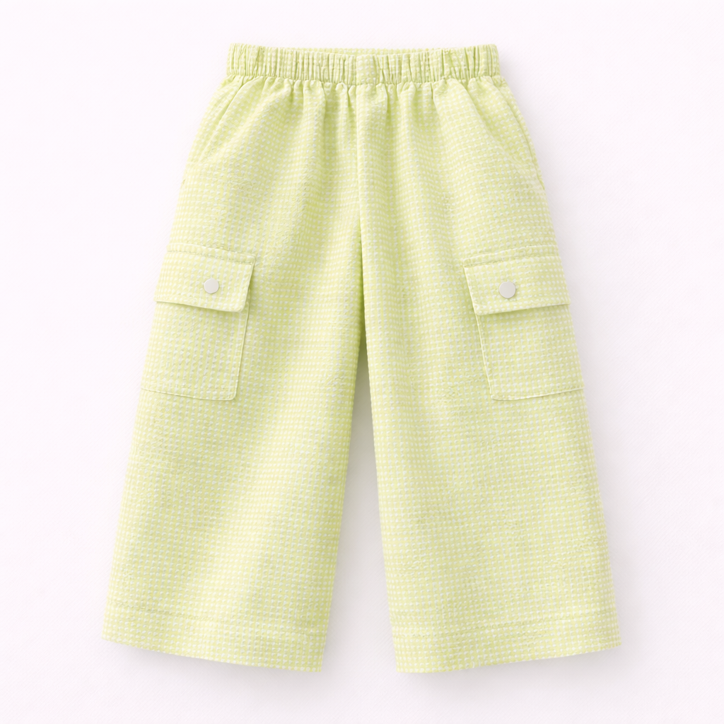 Pistachio Green Kitty Print Casual Coord Set (3-Piece)