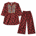 Red Pastel Print Kurti Pajma (2-Piece) - Lil' Cubs
