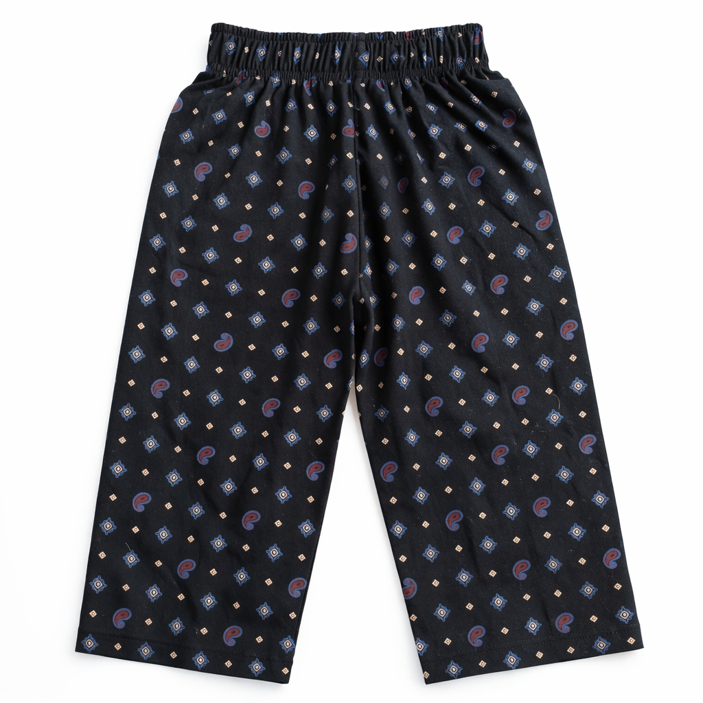 Girls paisley charm black cotton pajamas with comfortable fit and stylish design from lilcubspk.