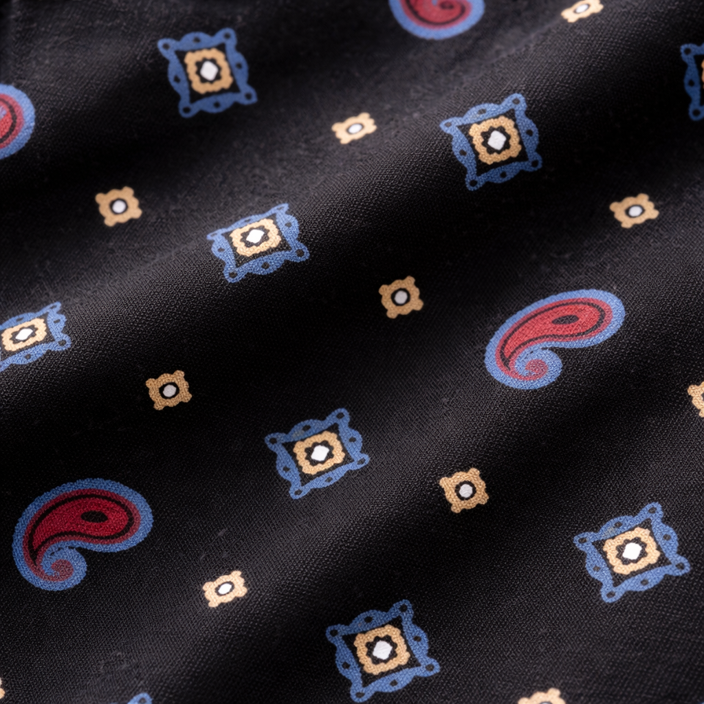 Girls' black cotton pajamas with paisley charm design, featuring comfortable trousers from lilcubspk.