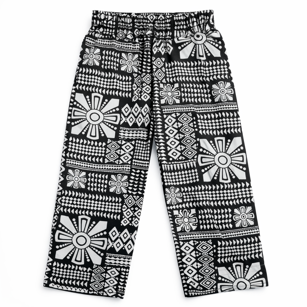 Girls tribal black and white cotton pajamas trousers from lilcubspk, featuring a comfortable, stylish design.