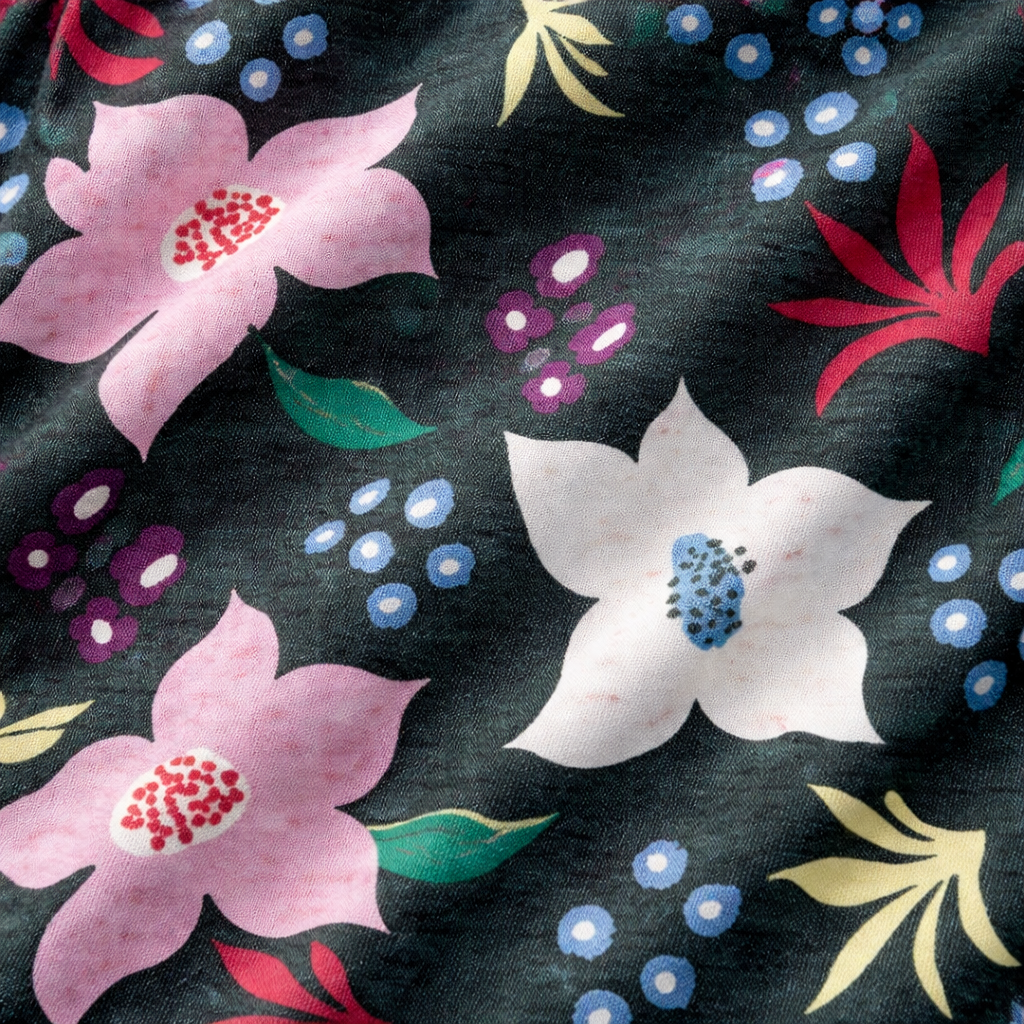 Girls floral bloom dark grey cotton pajamas with comfortable trouser style, featuring colorful floral patterns.