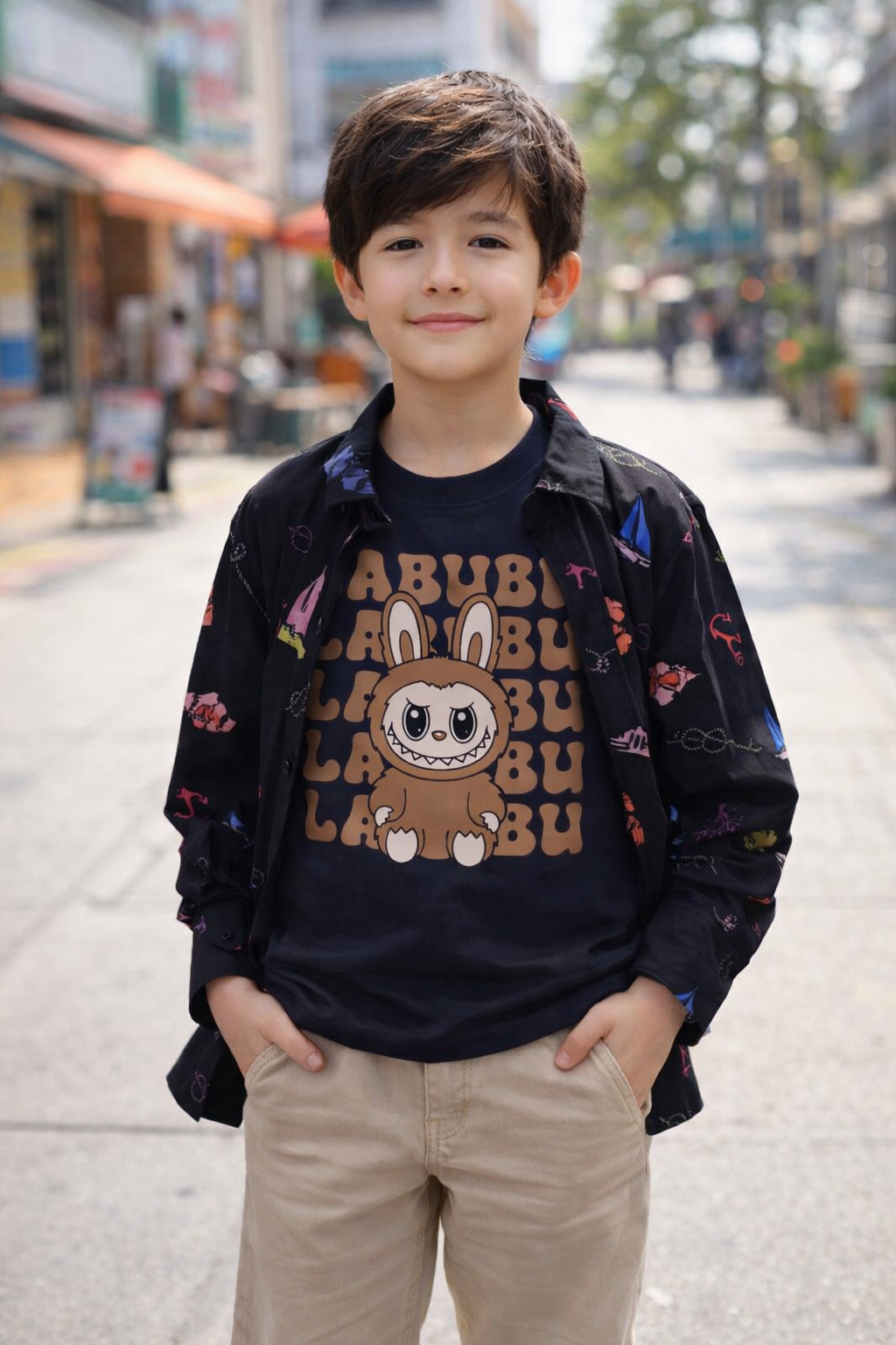 Black Tee Casual Shirt with Bunny Graphic T-Shirt Outfit