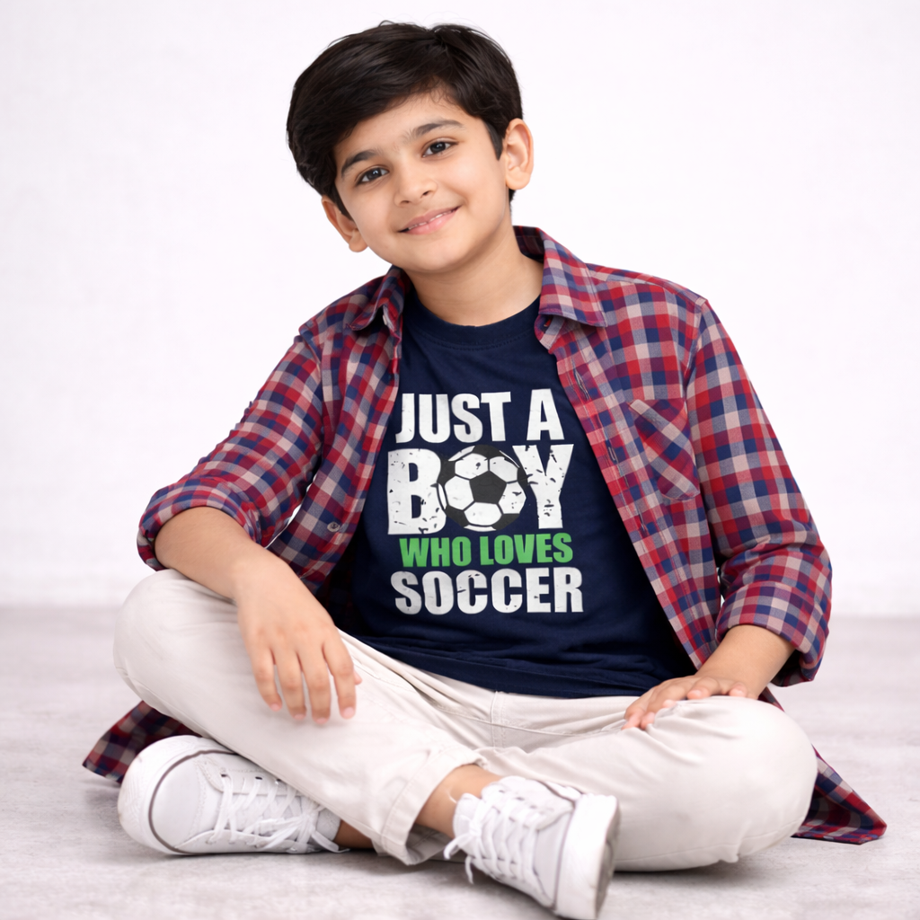 Red Check Casual Shirt with Soccer Graphic T-Shirt Outfit