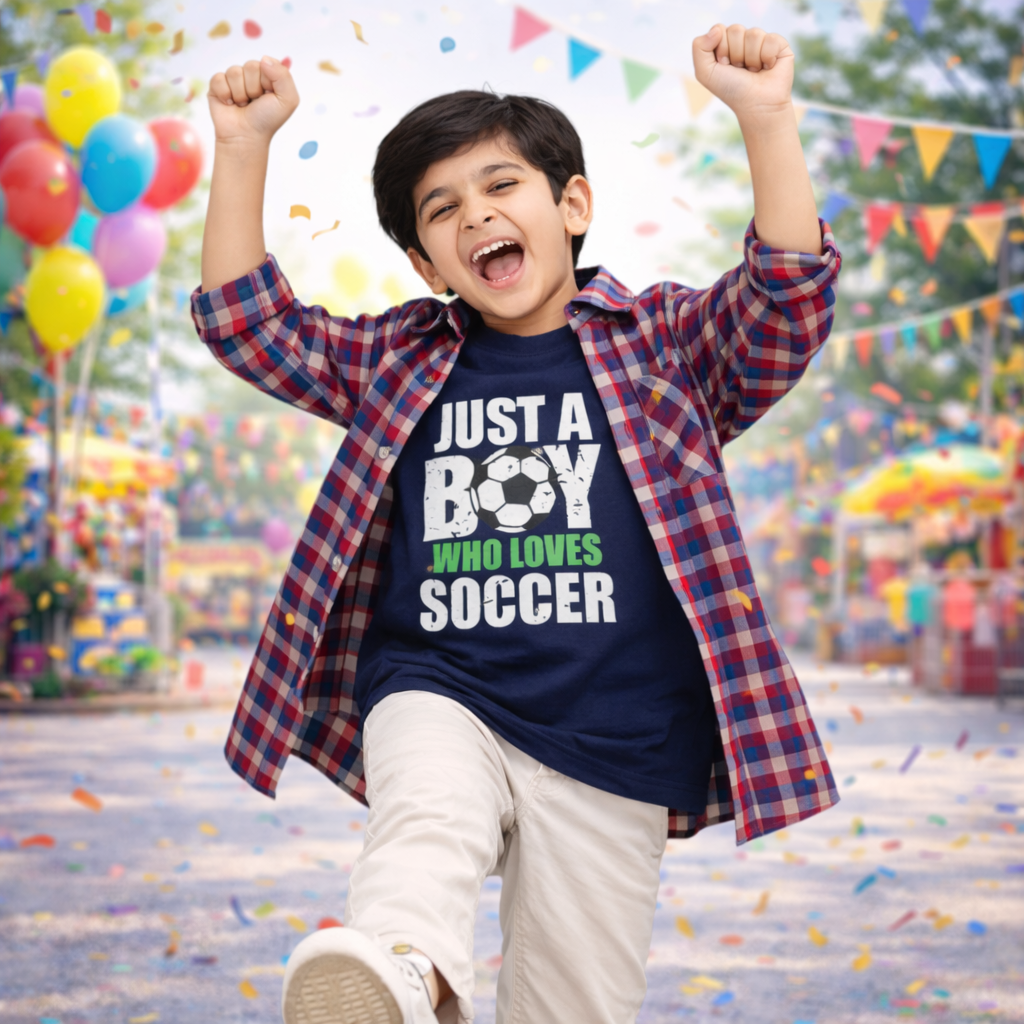 Red Check Casual Shirt with Soccer Graphic T-Shirt Outfit