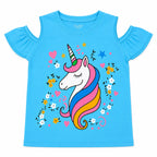 Girls Sky Blue Unicorn Summer T-Shirt - Size 1 - 12 Years