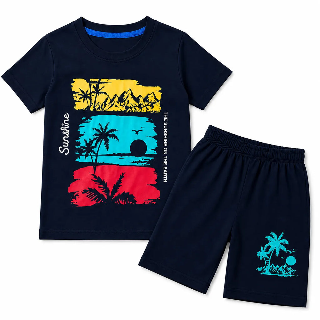 Boys Navy Blue Sunshine Summer Coord Set (2 Piece) Age 1 - 12 Years