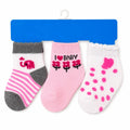 New Born Cotton Socks Pack of 3 – Elephant, I Love Baby & Dot Design