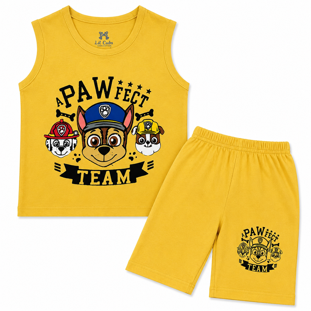 Yellow Paw Team Print Summer Coord Set (Ages 1-12)