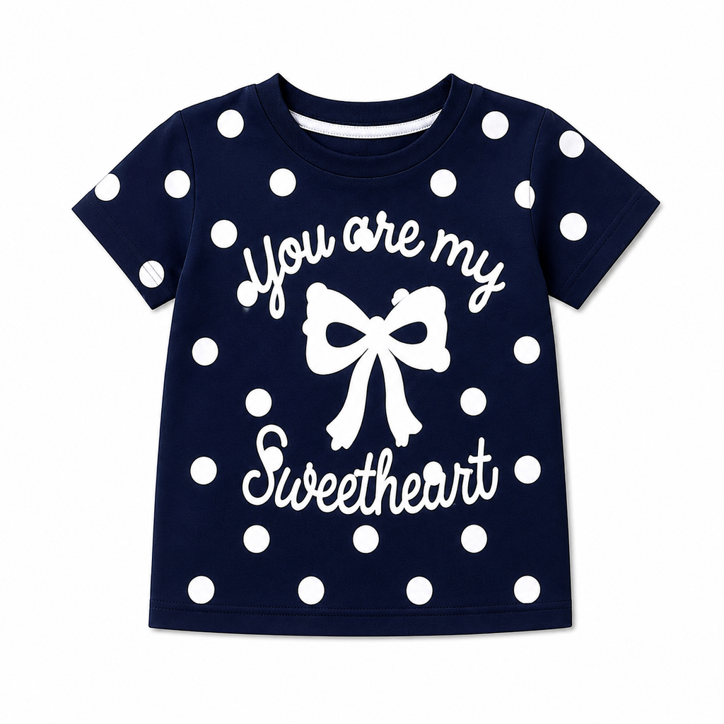 Girls Navy Blue Sweet Heart Summer Coord Set (Ages 2-12)