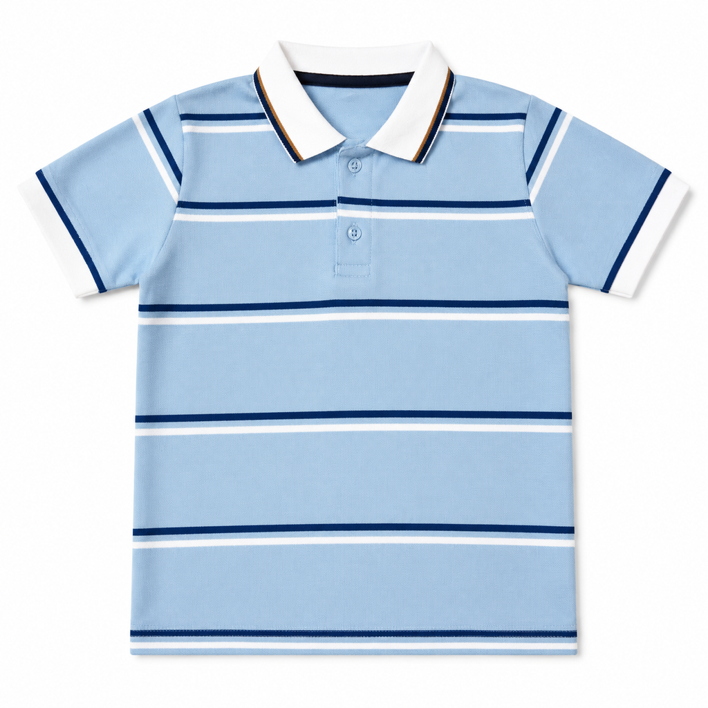 Light Blue Polo T-Shirt with White Collar (2 - 12 Years)