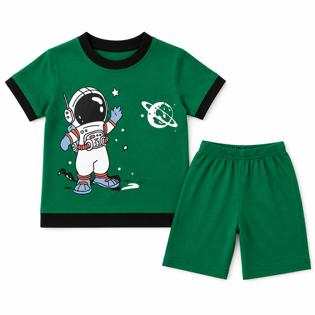 Boys Green Astronaut Summer Coord Set (6 - 12 Months)
