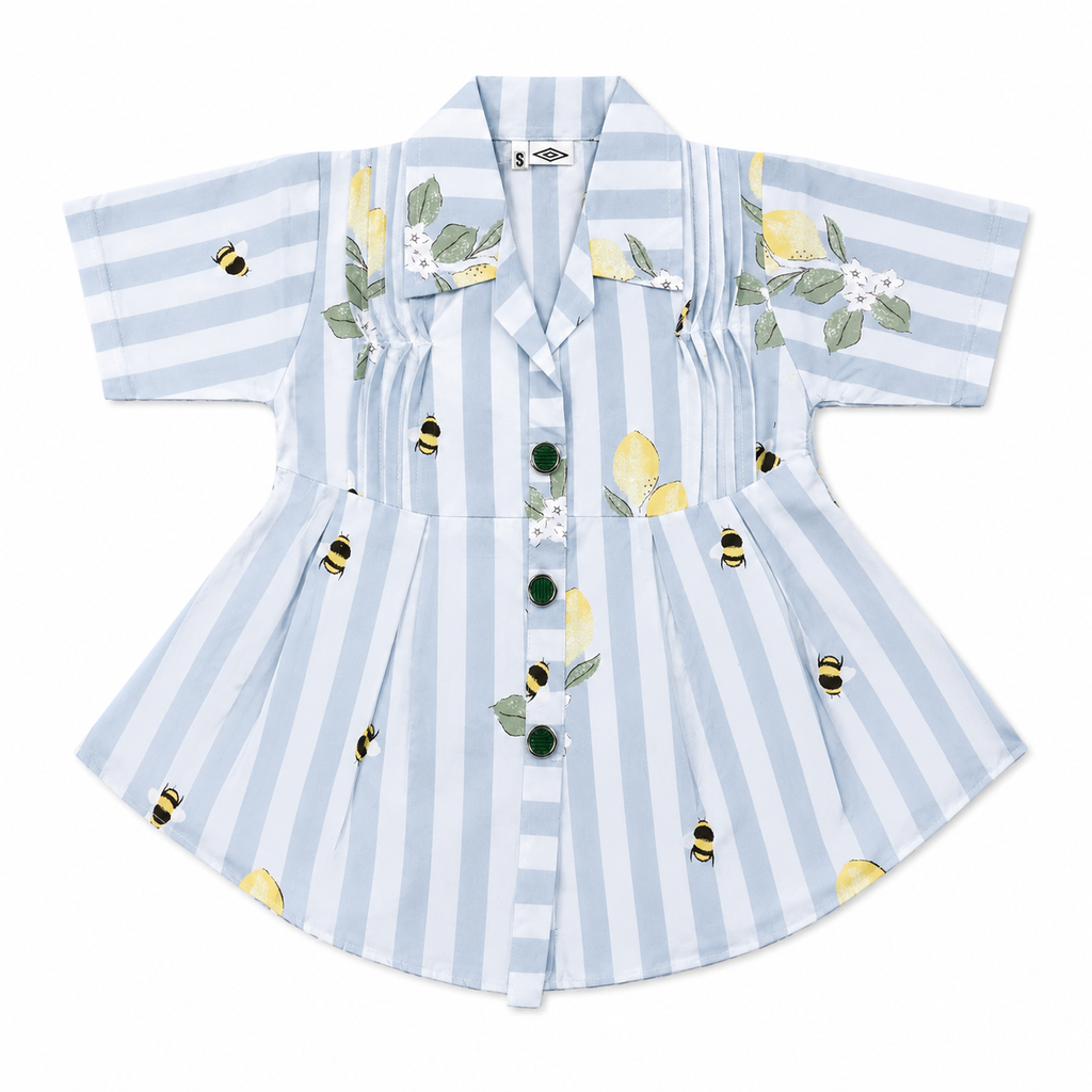 Girls Sky Blue Floral Summer Cotton Frock (Ages 2-5)