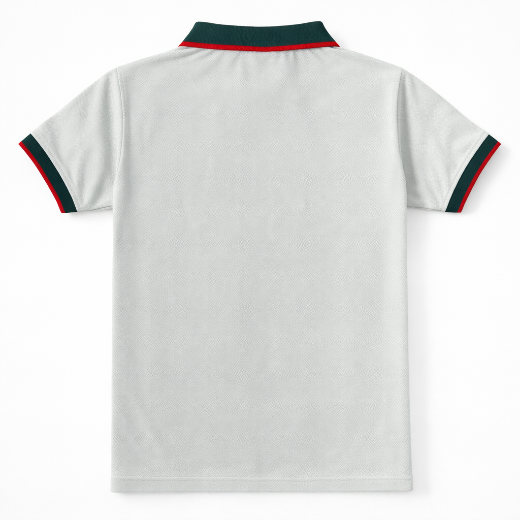 Light green boys' polo t-shirt by lilcubspk with green and red lining, featuring a classic collar and short sleeves.