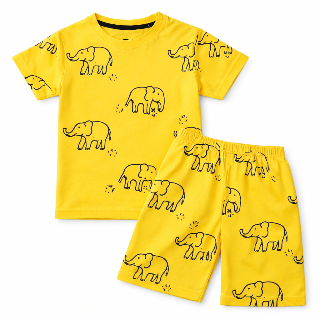 Yellow Elephant Summer Coord Set (2-Piece) - Lil' Cubs