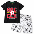 Black and white soccer print kids' summer coord set with jersey cotton from Lil’ Cubs, featuring a two-piece matching outfit.