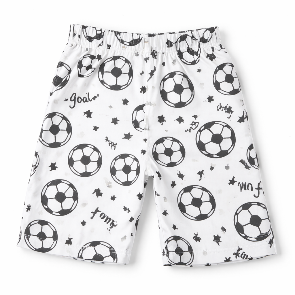Black and white soccer print kids' summer coord set by Lil’ Cubs, made of jersey cotton, featuring a two-piece design.