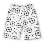Black and white soccer print kids' summer coord set by Lil’ Cubs, made of jersey cotton, featuring a two-piece design.