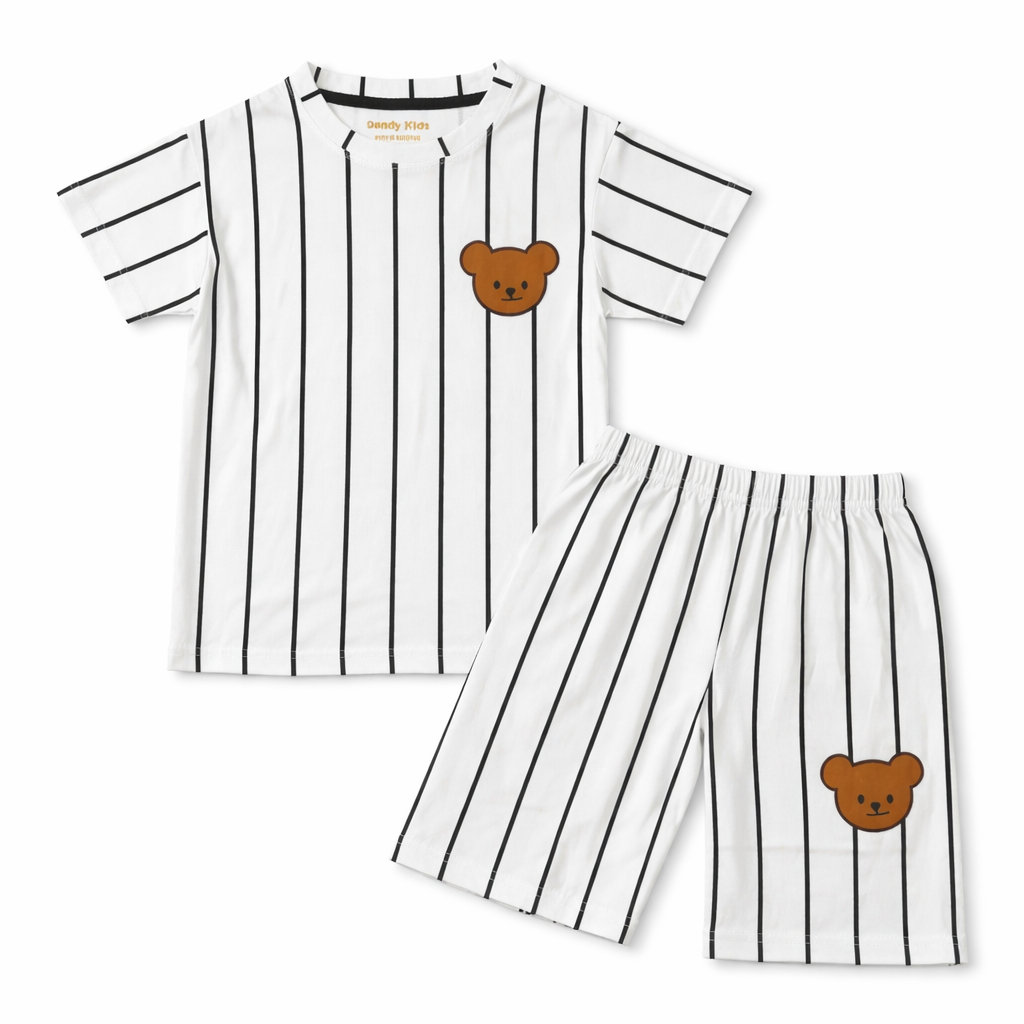 White Teddy Bear Summer Coord Set (2-Piece)