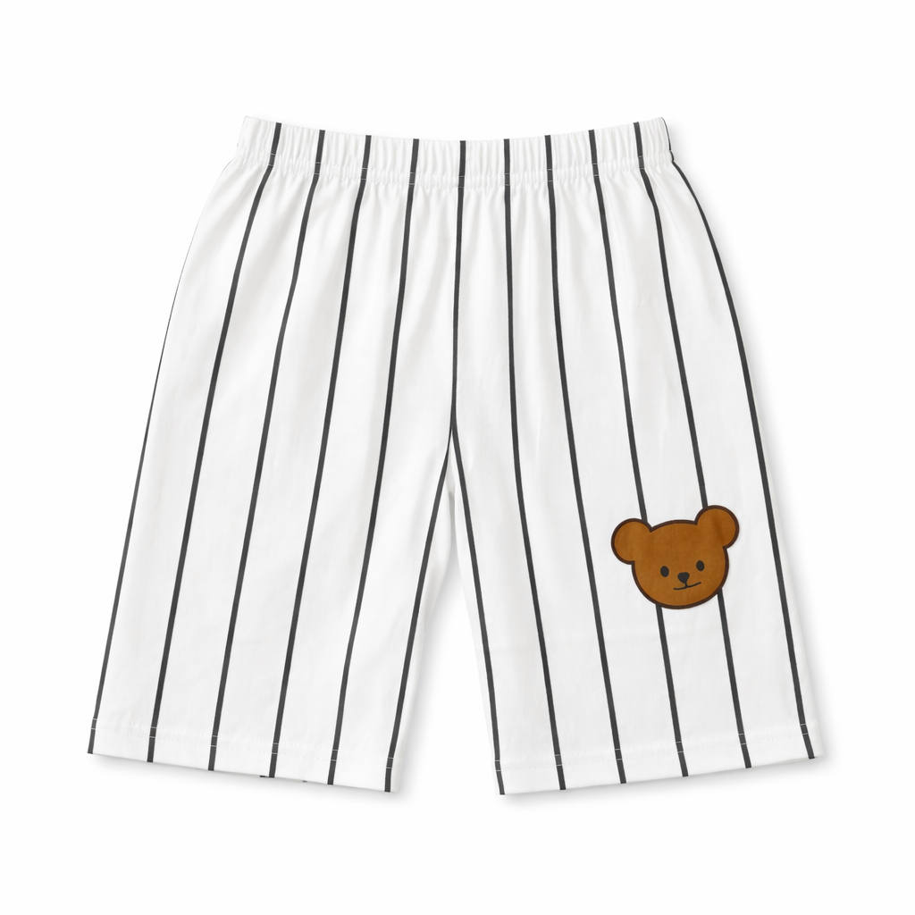 White Teddy Bear Summer Coord Set (2-Piece)