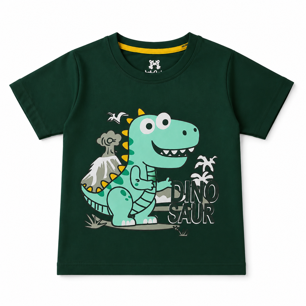 Boys Dark Green Dino Summer Coord Set (1–12 Years)