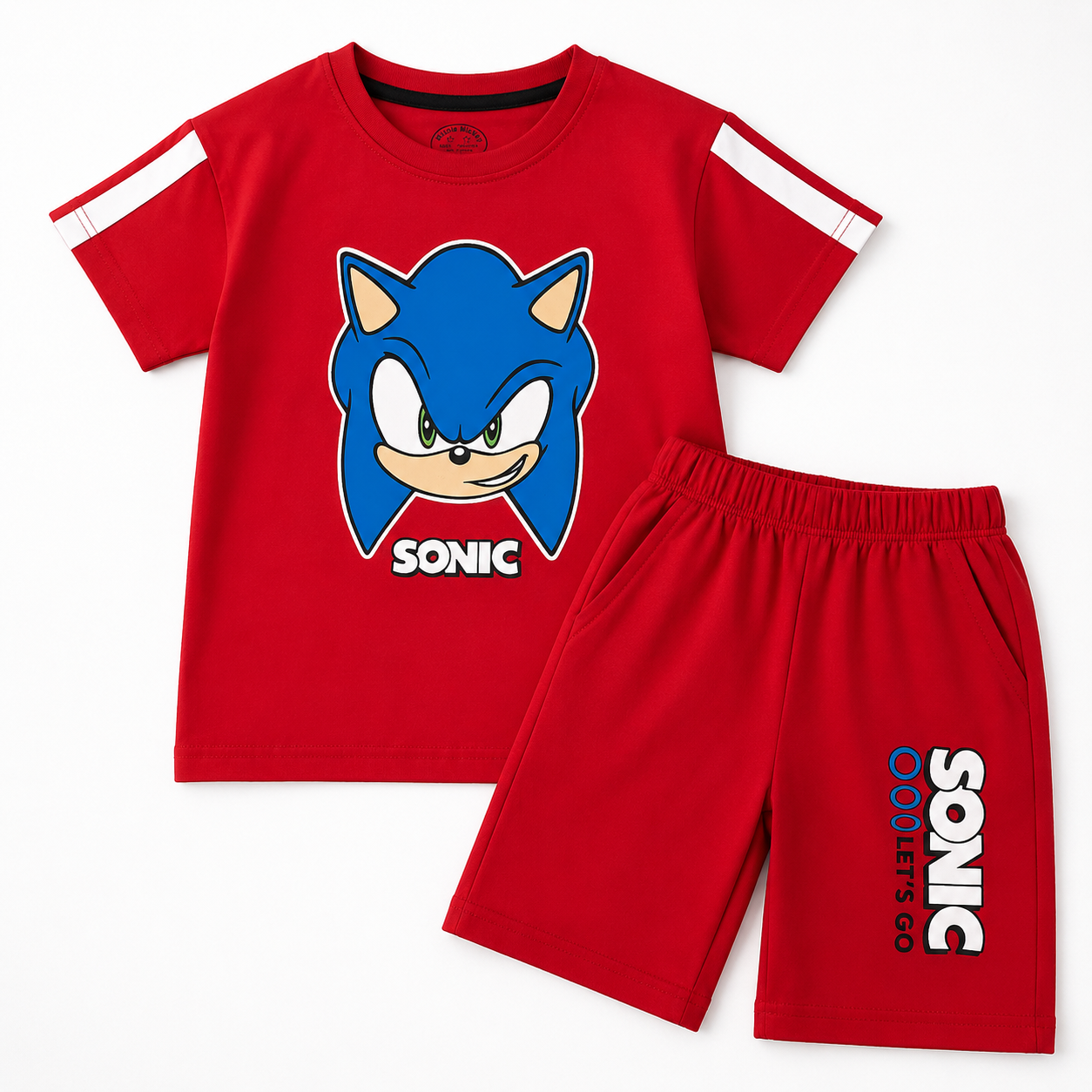 Boys Red Sonic Print Summer Coord Set (1–12 Years)