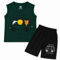 Dark Green Car Sleeveless Summer Coord Set (Ages 1-12) - Lil' Cubs