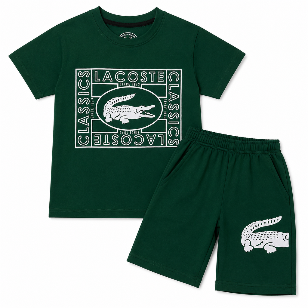 Dark Green Crocodile Summer Coord Set for Boys (1–12 Years)