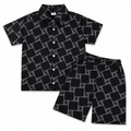 Black box print summer coord set for boys, ages 1 to 12, featuring a stylish coordinated top and shorts by lilcubspk.
