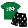 Green boys' summer coord set by lilcubspk featuring a short-sleeve shirt and shorts for ages 1 to 12.
