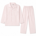 Kids White & Pink Lining Print Summer Night Suit (5 - 12 Years) - Lil' Cubs