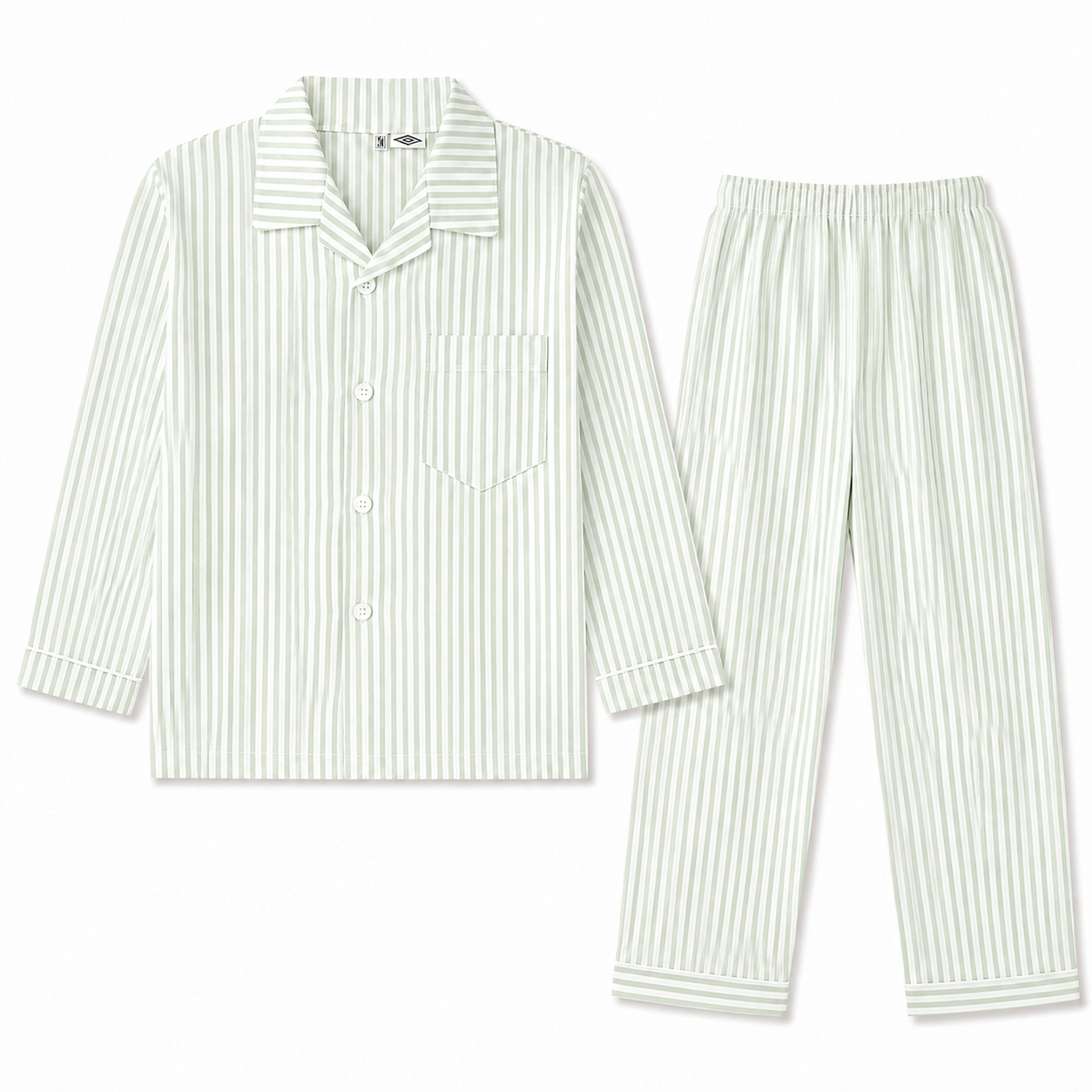 Kids White & Green Lining Print Summer Night Suit (5 - 12 Years) - Lil' Cubs