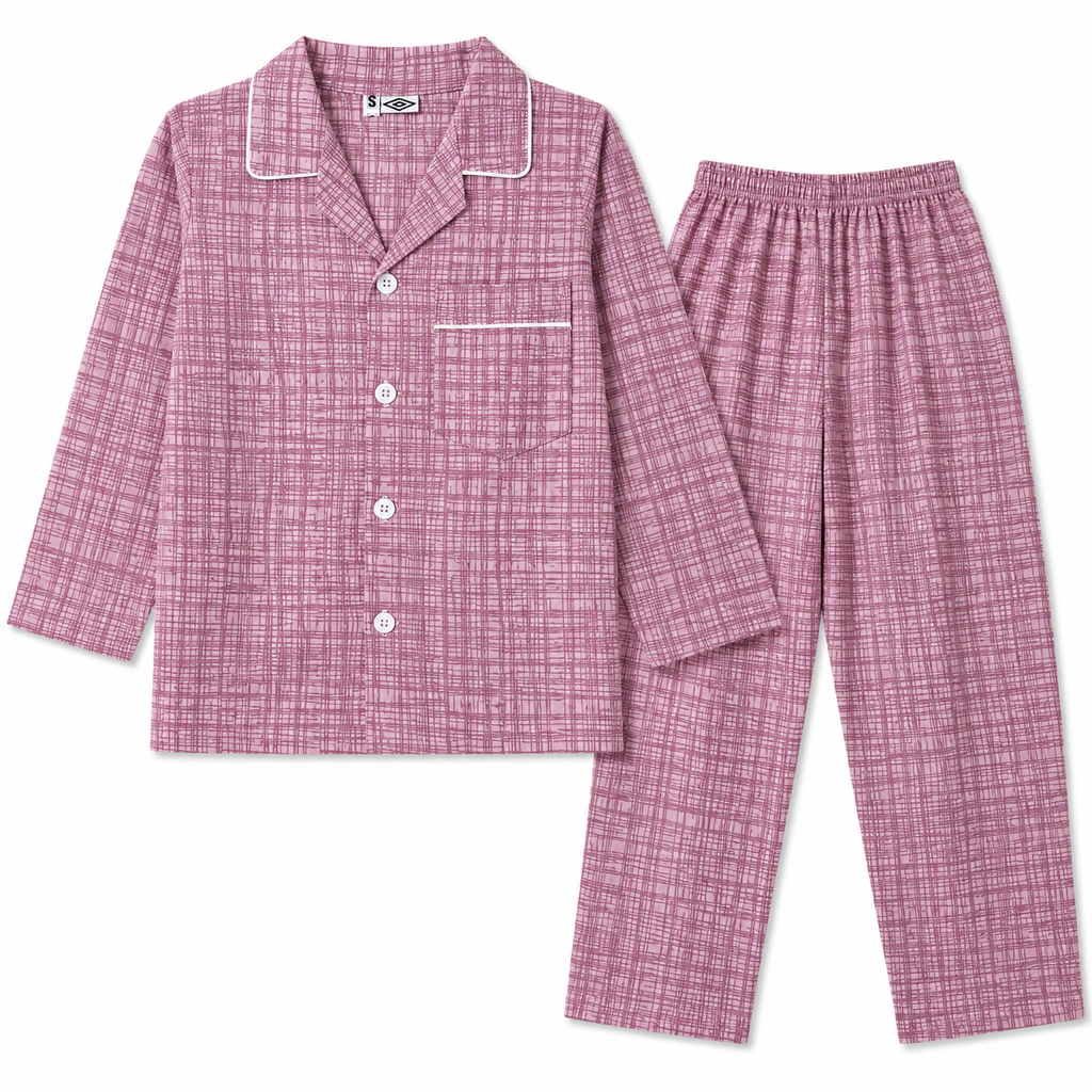 Kids Dark Pink Cotton Summer Night Suit (1 - 4 Years)