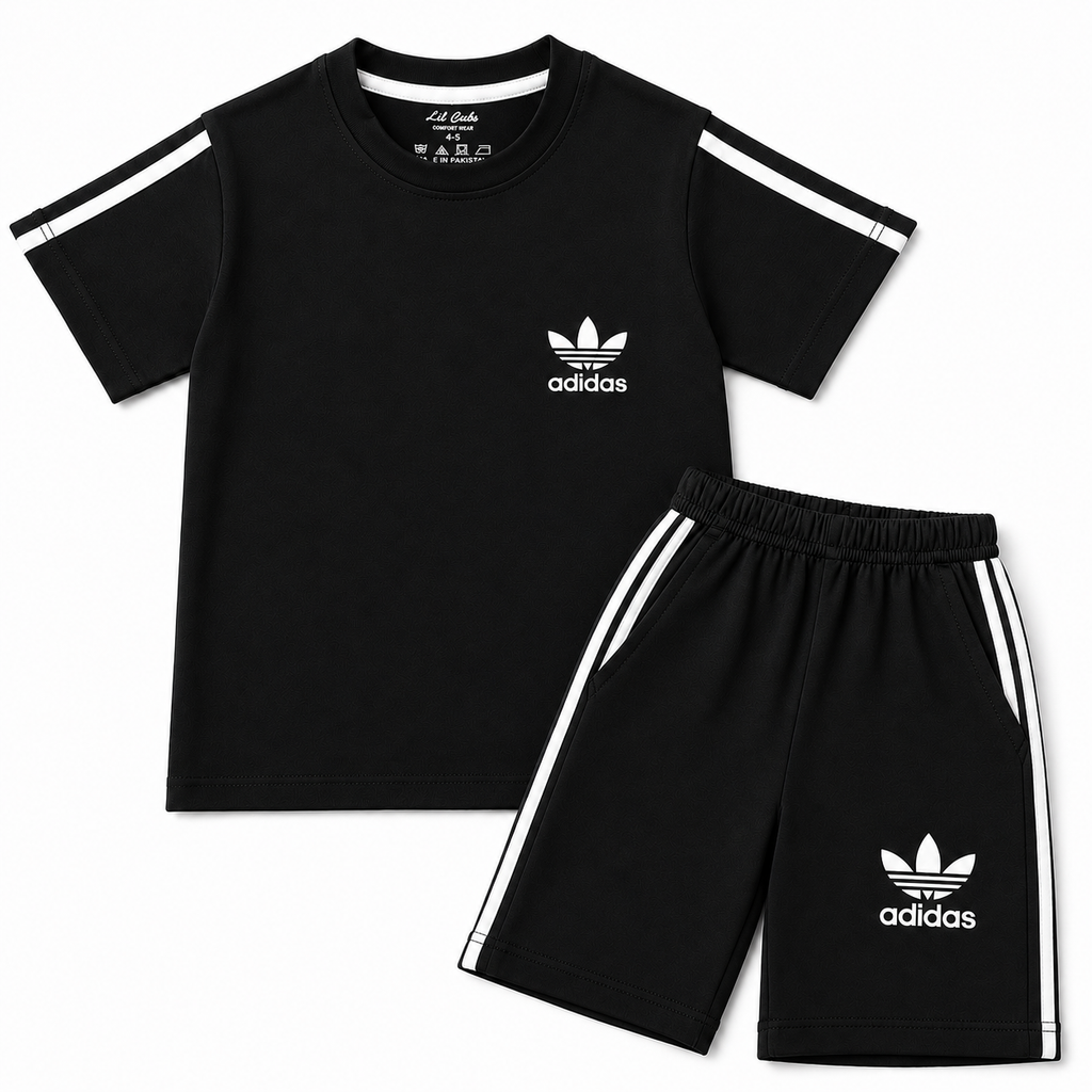 Boys Black Addidas Summer Coord Set (1 - 12 Years)