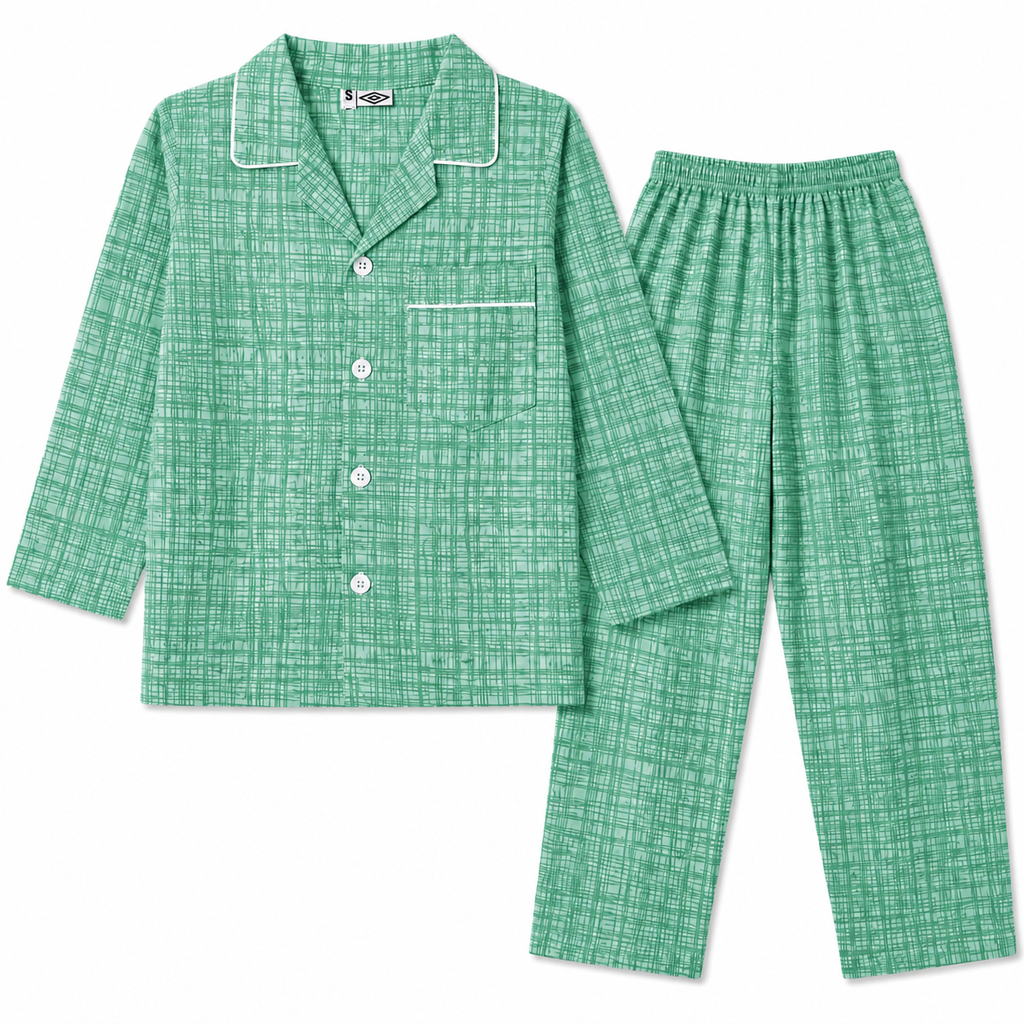Kids Green Cotton Summer Night Suit (1 - 4 Years)