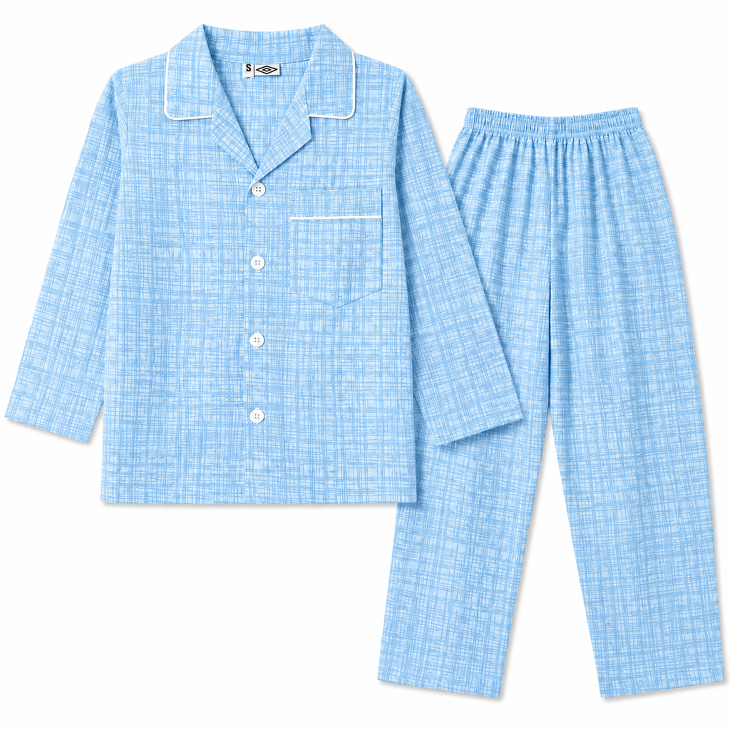 Kids Sky Blue Cotton Summer Night Suit (1 - 4 Years) - Lil' Cubs