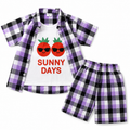 Purple Check Sunny Day Print Summer Coord Set for Boys (1 - 12 Years) - Lil' Cubs