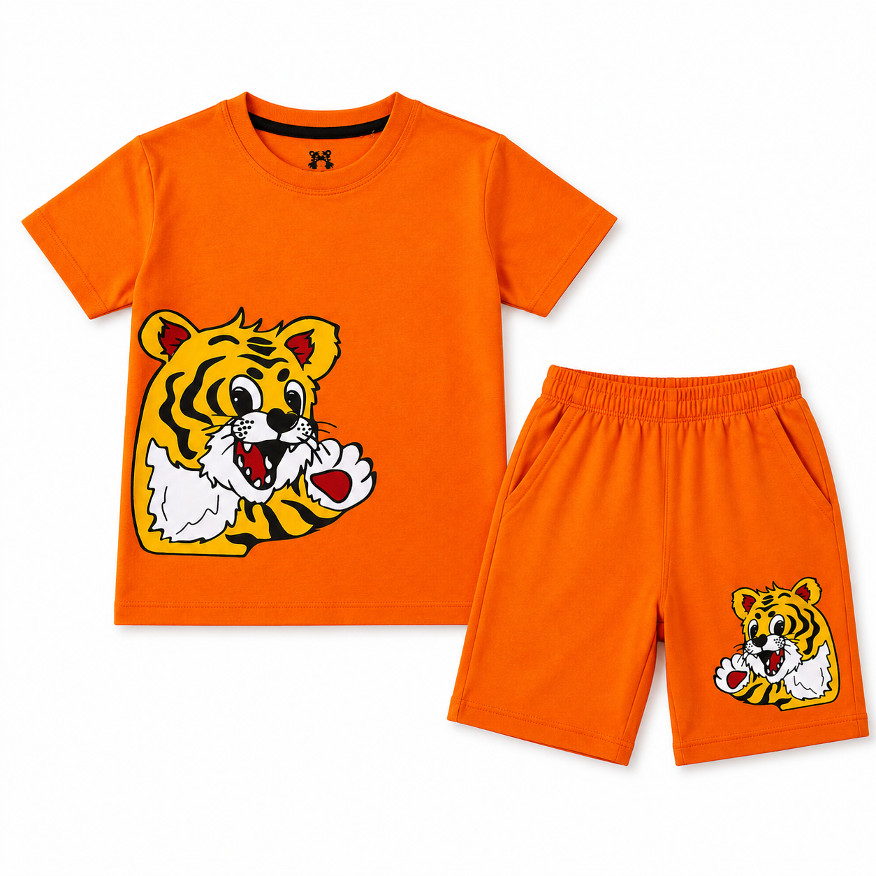 Boys Orange Tiger Summer Coord Set (1–12 Years)