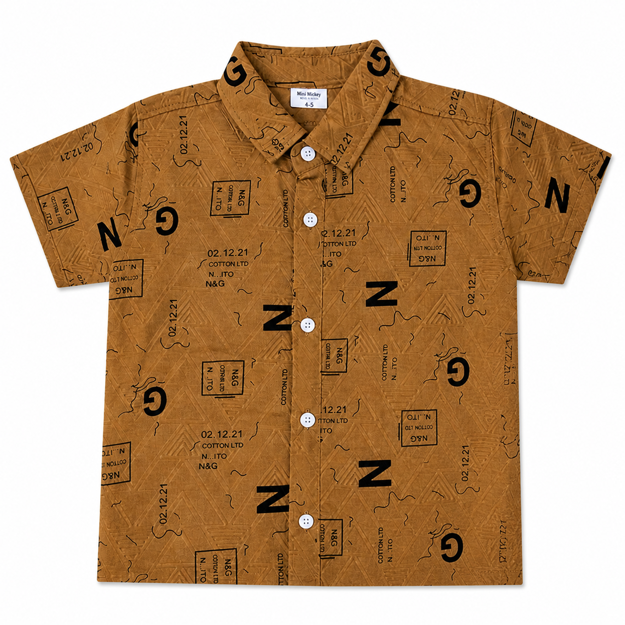 Mustard Alphabet Print Summer Coord Set for Boys (1 - 12 Years)