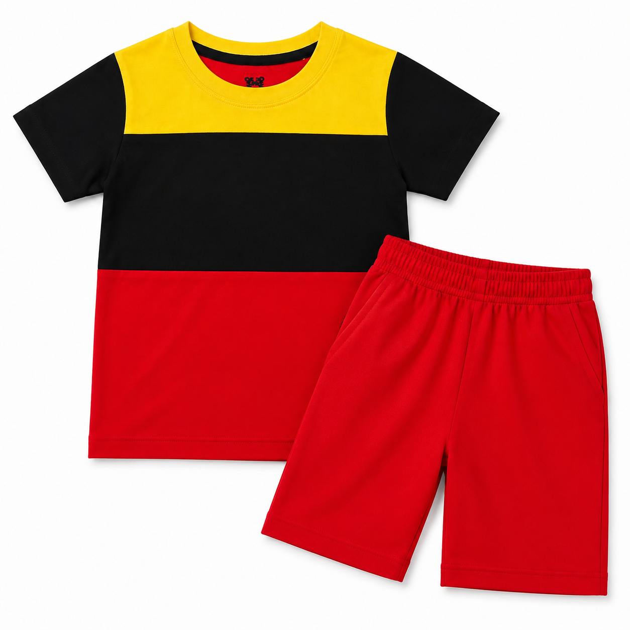 Boys Red Colorblock Summer Coord Set (1–12 Years)