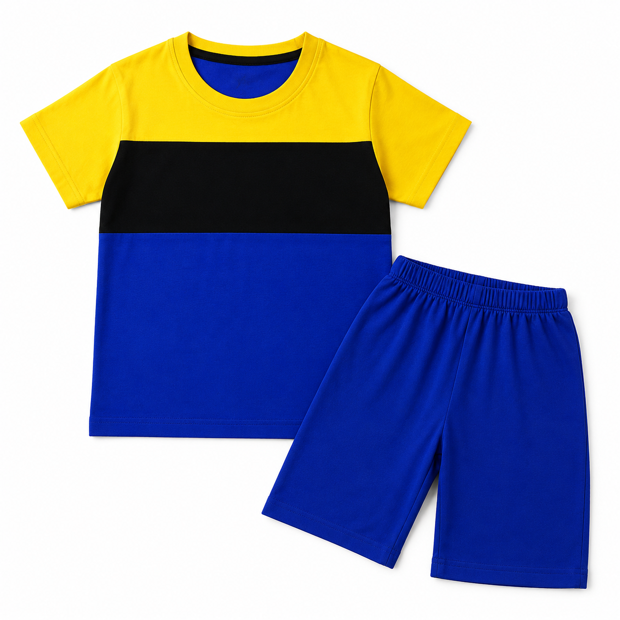 Boys Blue Colorblock Summer Coord Set (1–12 Years)