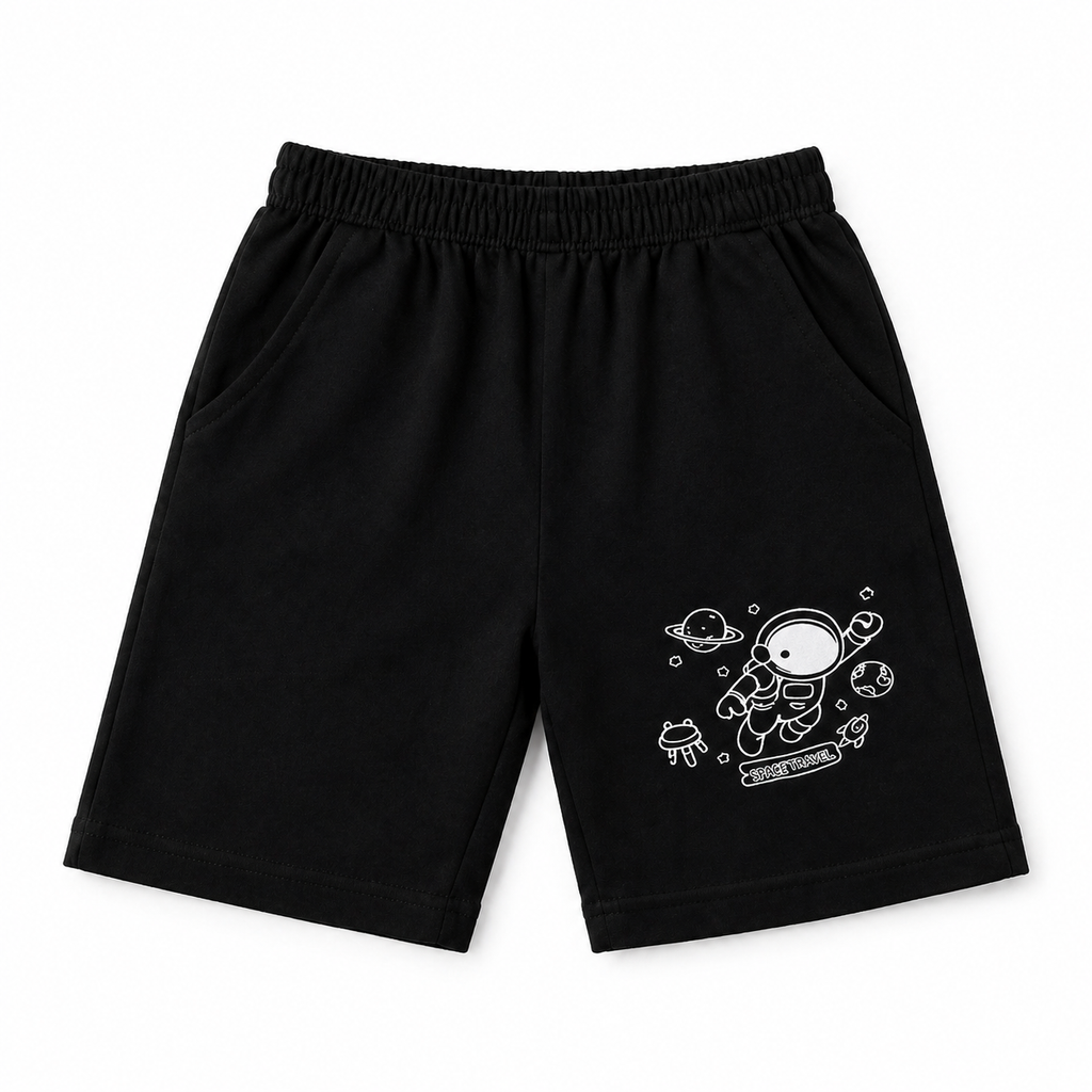 Boys Black Space Travel Print Summer Coord Set (1–12 Years) - Lil' Cubs
