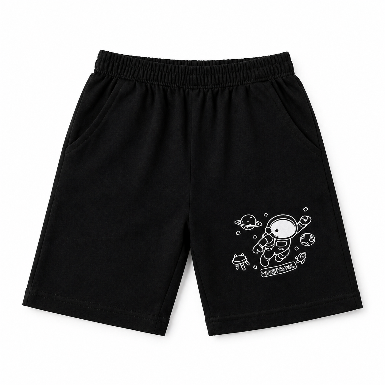 Boys Black Space Travel Print Summer Coord Set (1–12 Years)