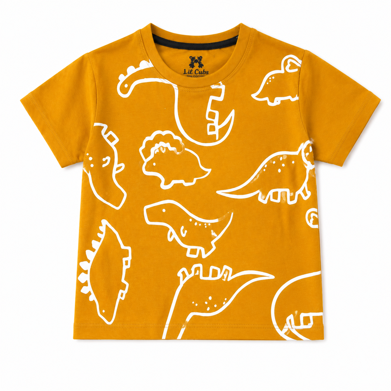 Boys Mustard Dino Summer Coord Set (1–12 Years) - Lil' Cubs