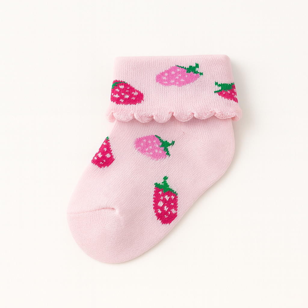 Lil' Cubs newborn anti-slip ankle socks with frills, soft and stretchy for babies 0 to 12 months, featuring grip soles for safety.