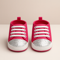 Lil' Cubs Sparkle Baby Sneakers with soft soles, designed for infants 0-6 months, featuring a sparkly finish and comfortable fit.