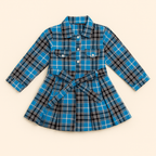 Blue Check Belted Dress – Girls (2–8 Years)