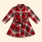 Winter Plaid Belted Dress – Girls (2–8 Years)
