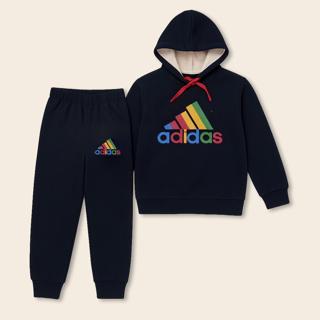 💙 Boys Navy Blue “Sport Champ” Winter Tracksuit – Bold Branded Hoodie & Jogger Set (1–12 Years)