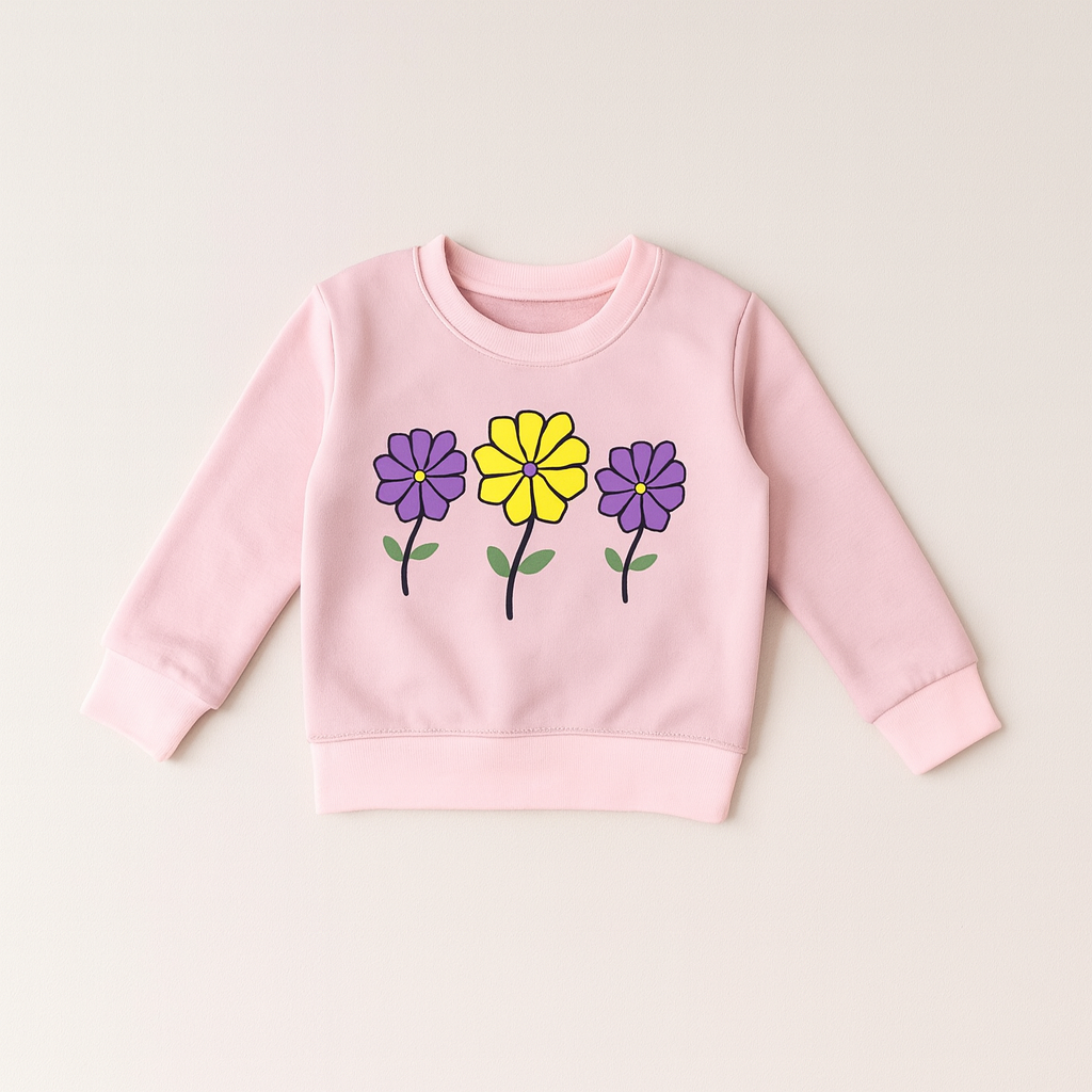 LilCubs Pink Flower Sweatshirt – Girls (1–12 Years)